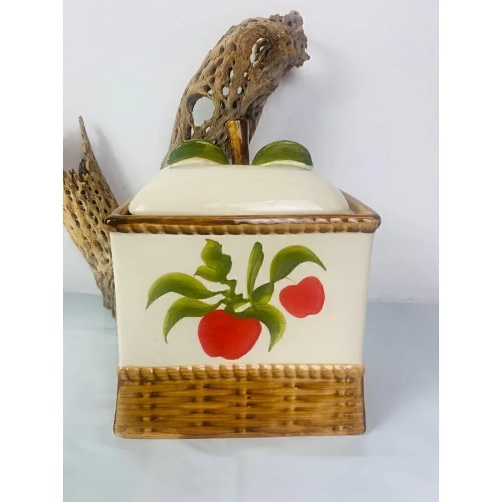 ALCO Apple Cookie Jar Basket Weave Canister